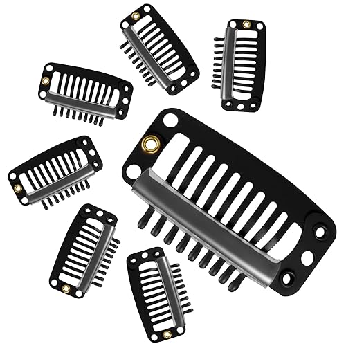 Miniatura 4 de WILLBOND 30 pinzas de extensión de cabello de 1.260 in y 9 dientes, pinzas de presión, peine pequeño, accesorios de peluca para mujer, bricolaje