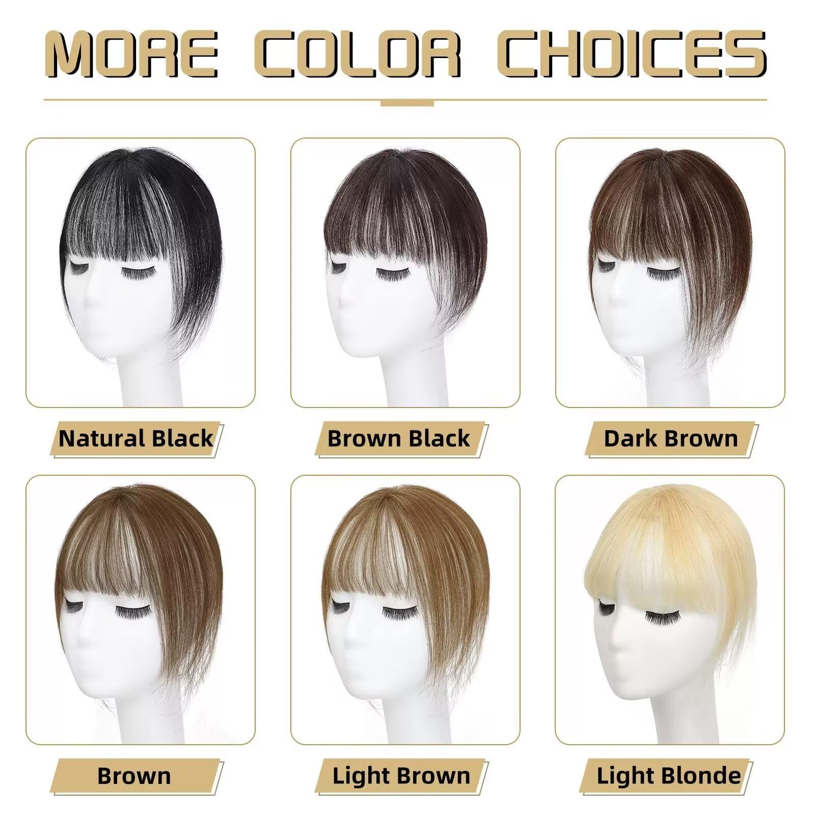 RUNRAYAY Hair Toppers for Women Real Human Hair 10 Inch 3D Clip in Bangs Human Hair Toppers with Thinning Hair 165% Density Hair Topper Middle Part Clip in Bangs Toppers Hair Pieces - Image 2