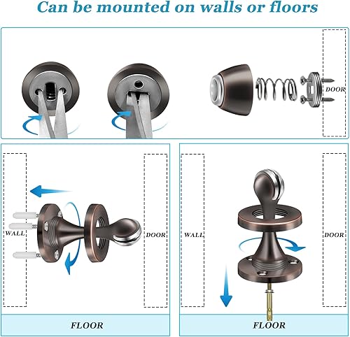 Vista 7 de Topes magnéticos para puerta, tope de puerta para montaje en pared, bronce aceitado resistente, acero inoxidable, topes de puerta para parte Bronce