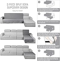 Vista 7 de TAOCOCO Fundas de Sofá Seccional 100% Impermeables en Forma de L, Fundas de Sofá de 3 Piezas, Funda de Chaise Lounge para Mascotas y Niños, Fundas