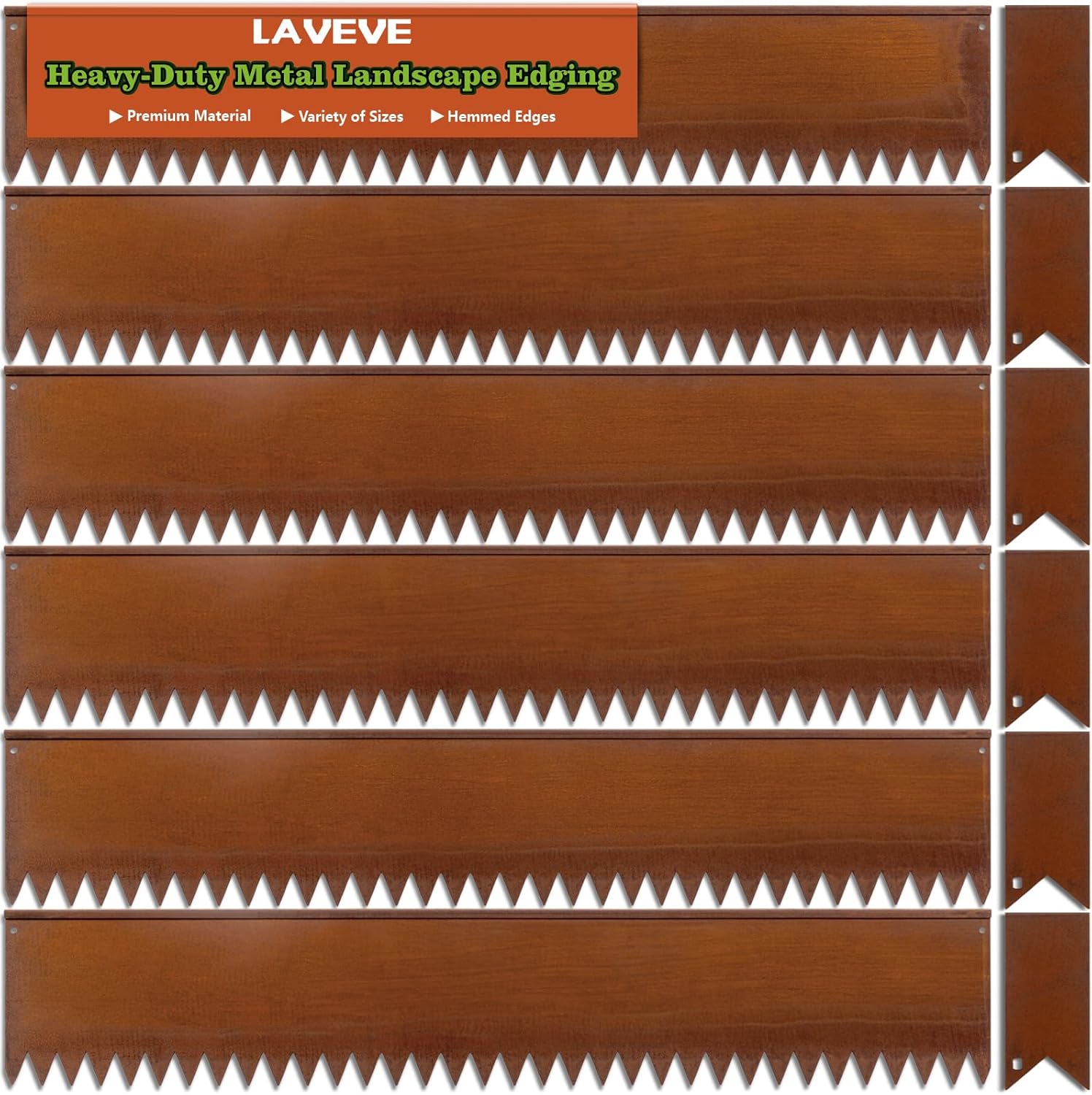 Landscape Edging Pre-Rusted Galvanized Steel, Hammer-in Metal Garden Edging Border with Clips, Suitable for Garden Fence, Paver Edging, Lawn and Yard