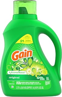 GAIN Aroma Boost Liquid Laundry Detergent, Original Scent, 64 Loads, He Compatible 2.72 Liter