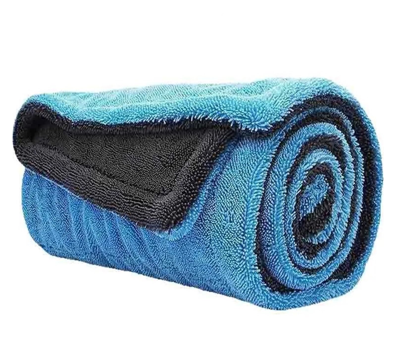 Asciugamano for asciugatura auto in microfibra fronte-retro da 1 pezzo 1000 g/m² - Panno for lavaggio automatico morbido, senza aloni, senza pelucchi, ad asciugatura rapida(BLUE GRAY--60X90CM)