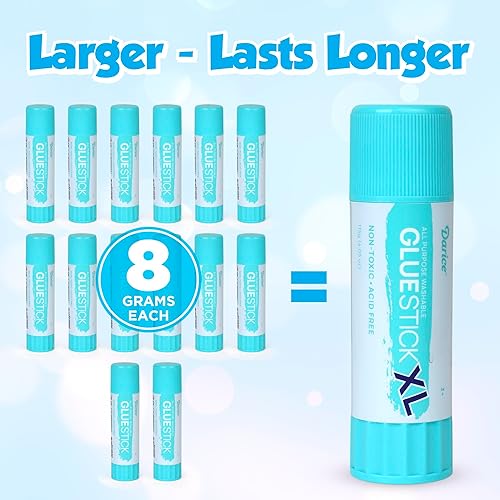 Miniatura 8 de Darice Barras de pegamento gigantes, grandes de 4.06 oz4.05 onzas, Jumbo XL, lavable, no tóxico, suministros escolares para el aula, paquete de 6