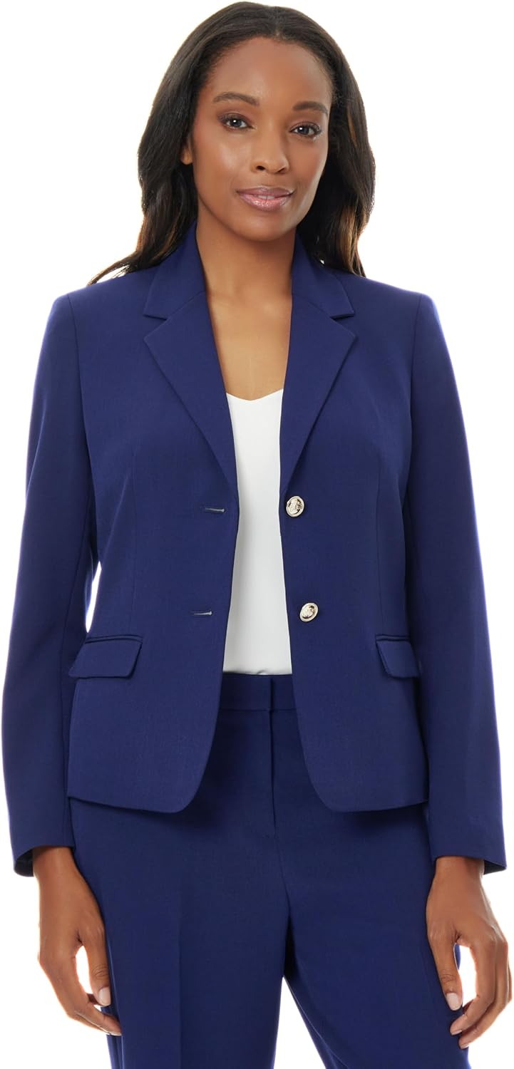 Kasper Womens Classic Stretch Two Button Blazer