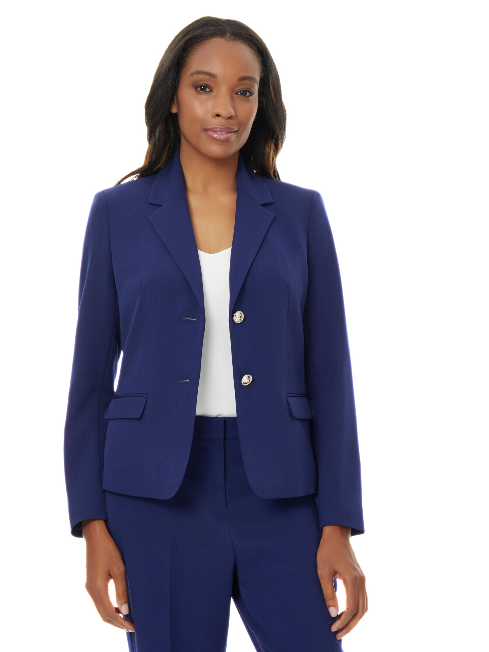 Kasper Womens Classic Stretch Two Button Blazer