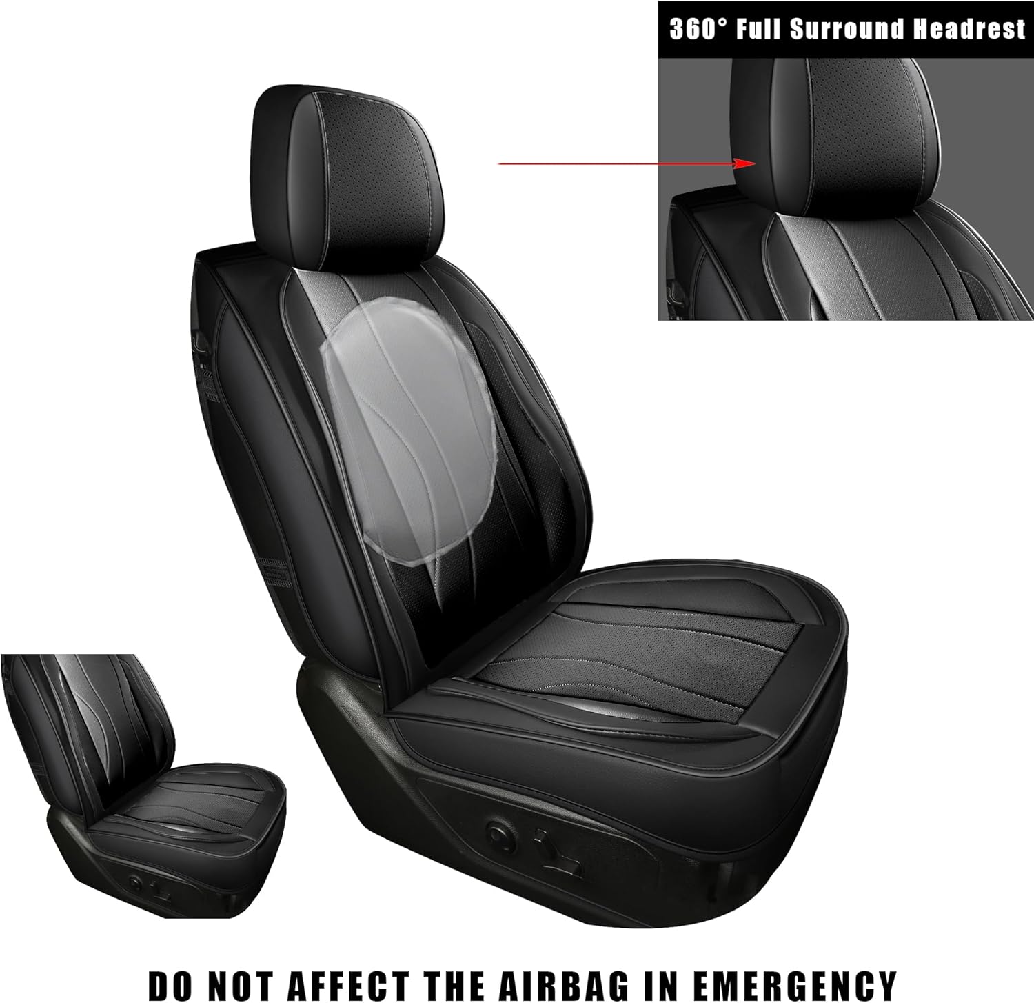 LINGVIDO Waterproof Faux Leather Seat Covers Compatible with 2009-2024 Dodge Ram 1500 2500 3500 Seat Cushion Protector Truck Pickup Crew Quad Cab with Split Bench 40/60(Full Set Flat Back, Black)