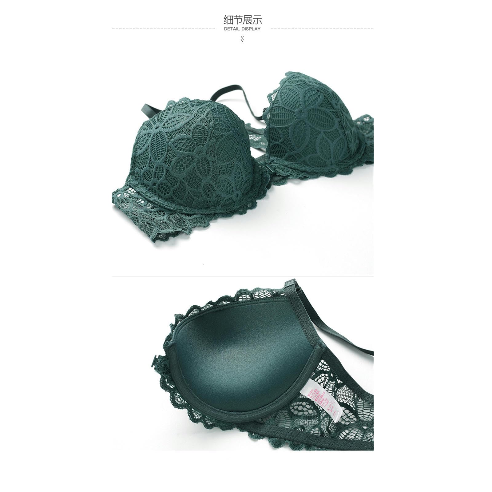 unterwäsche Frauen sexy Set Frauen Sexy Spitze Dessous Set Blumenunterdrückte BH Und Höschensets 2 Stück-grün-32 70b