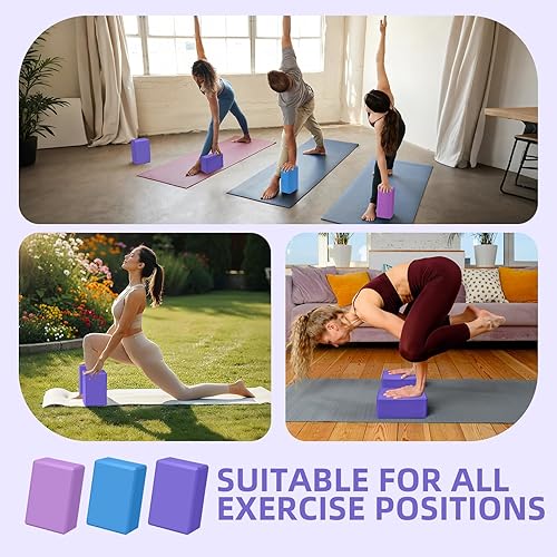 Miniatura 8 de Bloques de yoga, bloques de espuma EVA de apoyo, bloque de yoga antideslizante resistente para pilates, meditación, estiramiento y tonificación,