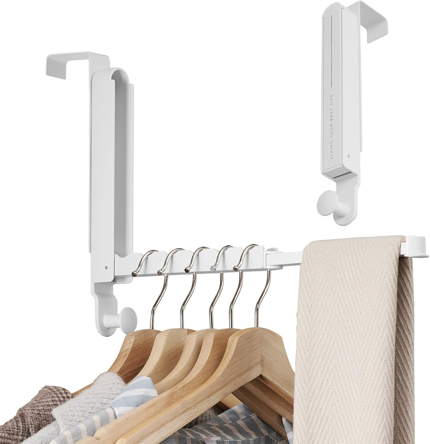 Crochet de porte pliable sans perçage pour suspendre les manteaux lot de 2 blanc