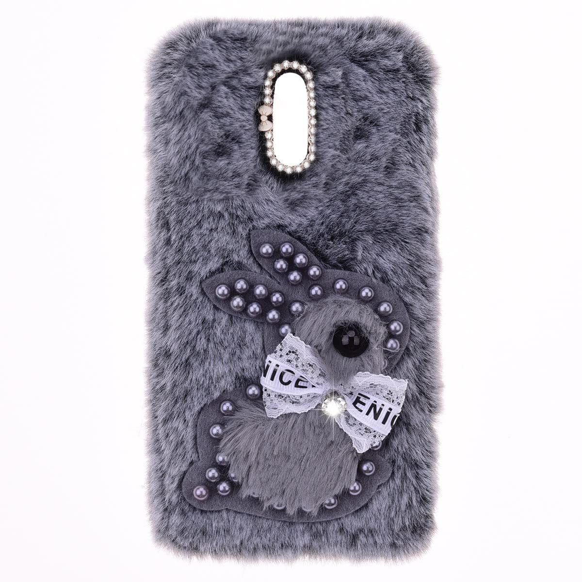 Snclet Grey Rabbit Fluffy Fur Plush Case For Samsung Galaxy S9 Bumper Case Protective Case Soft Kawaii Rabbit Fluffy Skin Cover Silicone Tpu Cute Creative Phone Cases For Samsung Galaxy S9,