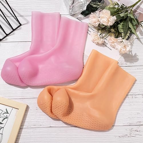 Miniatura 8 de Noverlife 2 pares de calcetines hidratantes de silicona, calcetines de pedicura reutilizables para hombres para piel seca agrietada y áspera,