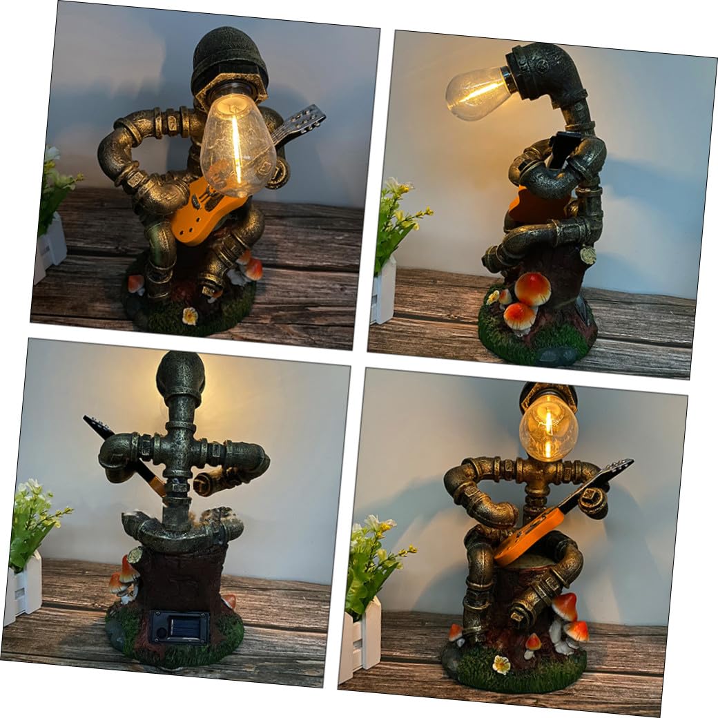 BESTonZON Solarlampe Roboter-statue Aus Kunststoff Garten-dekoration Roboter-ornament Kunststoff-figur Für Außenbereich Solarleuchte Für Rasen