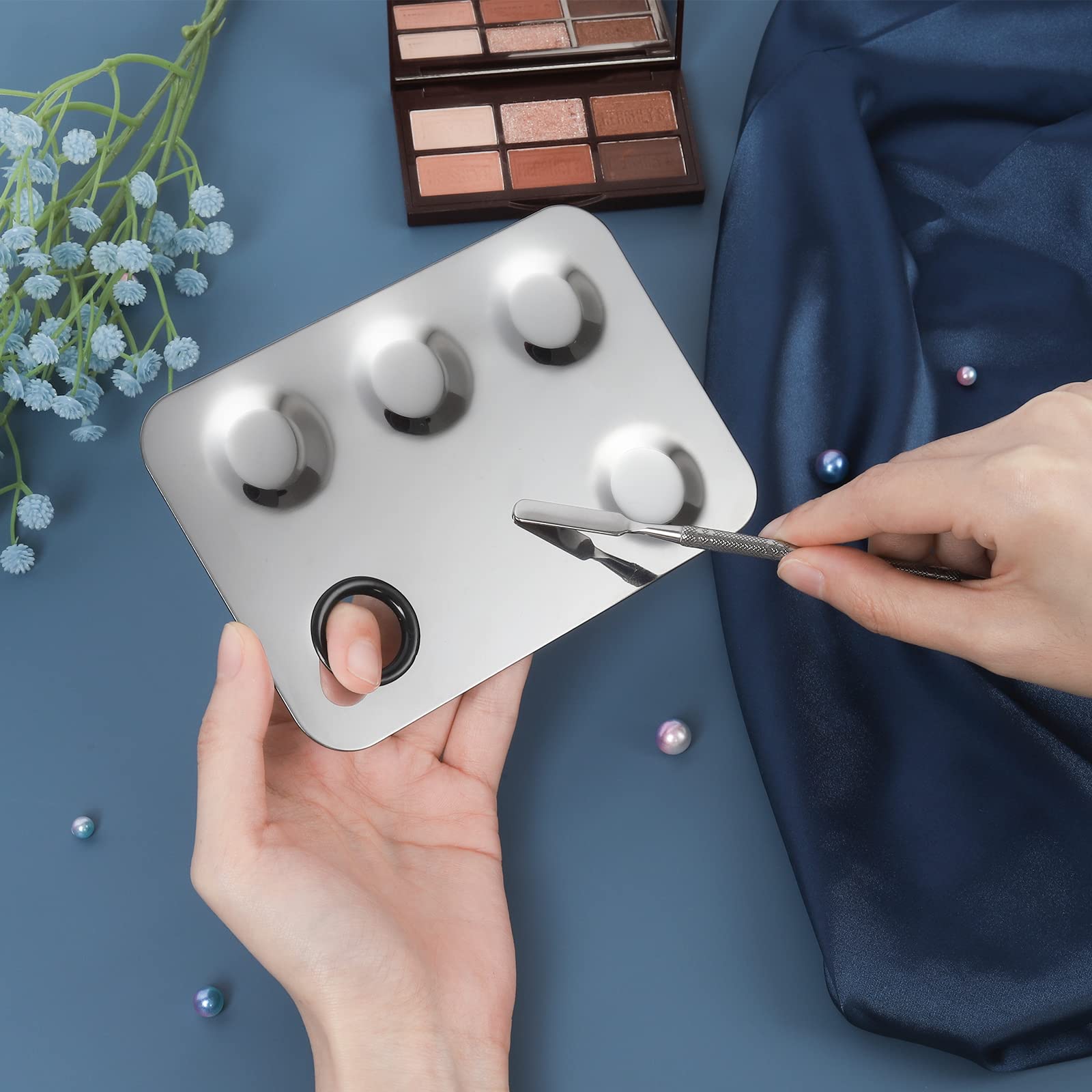 Upgrade Mixing Makeup Palette, Paleta cosmética de Acero Inoxidable con Herramienta de espátula