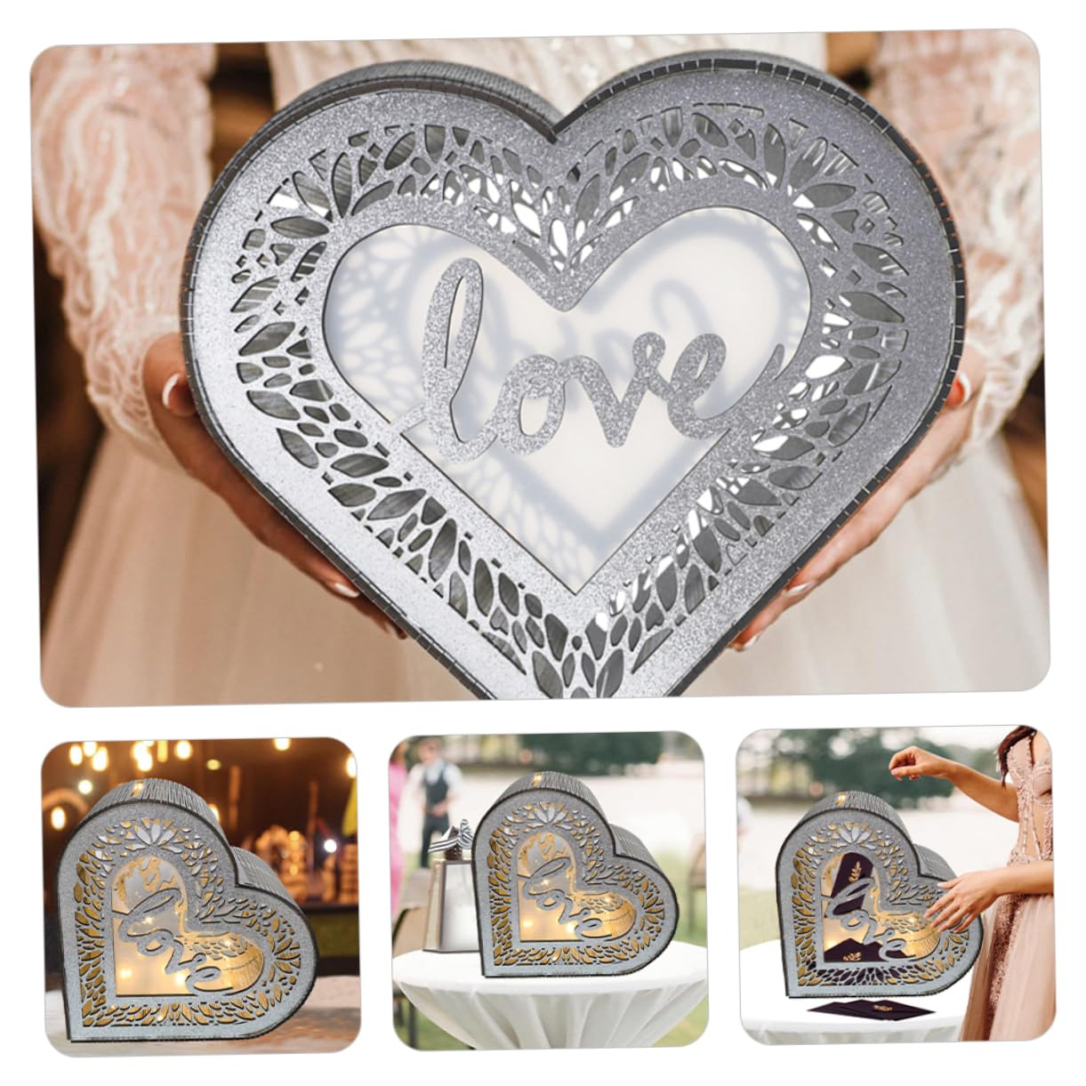 Scatola Decorativa A Forma Di Cuore in Legno Contenitore Per Biglietti Di Nozze E Anniversario Elegante E Personalizzabile