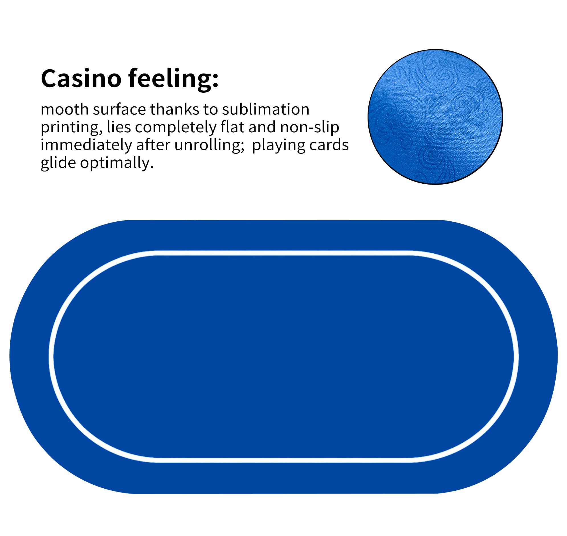 LaiEr Tapete de Póquer multijugador Tapete de Goma de Texas póquer tapete de póquer Plegable Almohadilla de Mesa de póquer portátil póquer Juego de póquer Blackjack (180*90*0.2cm,Blue)