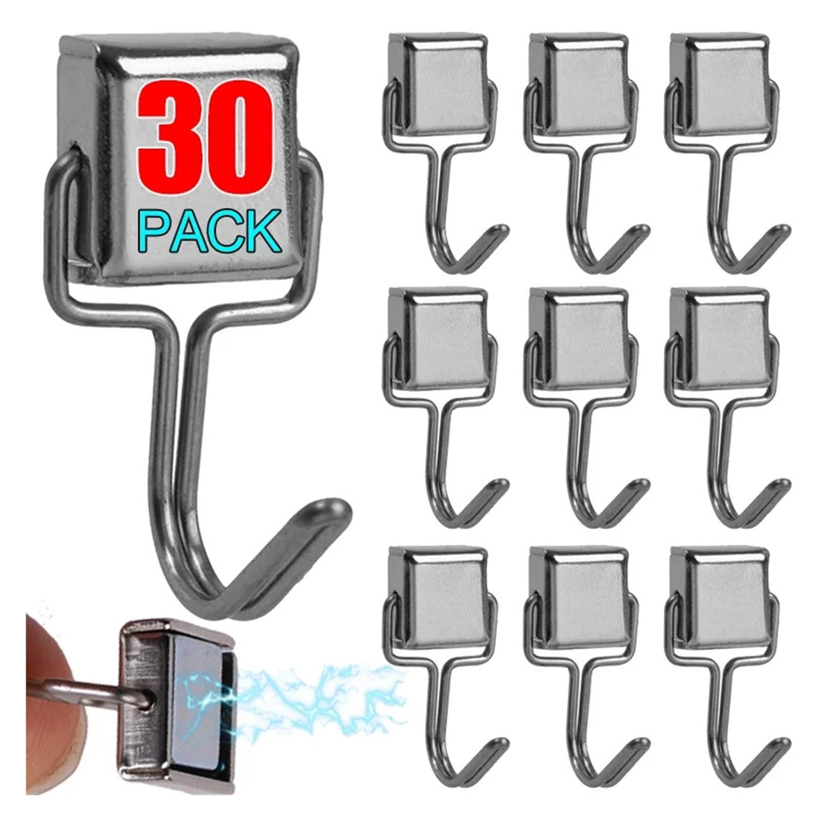 Genérico 30/10 Uds gancho magnético multiusos ganchos montados en la pared hogar cocina baño soporte colgador(20pcs)