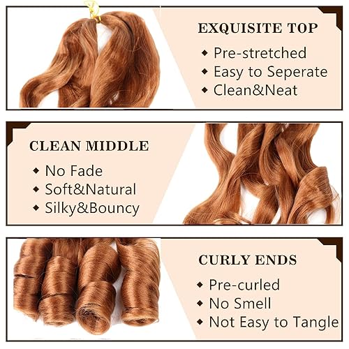 Miniatura 3 de Cabello trenzado francés de 24 pulgadas, cabello ondulado suelto para trenzar, paquete de 8 paquetes de extensiones de cabello suave para trenzar