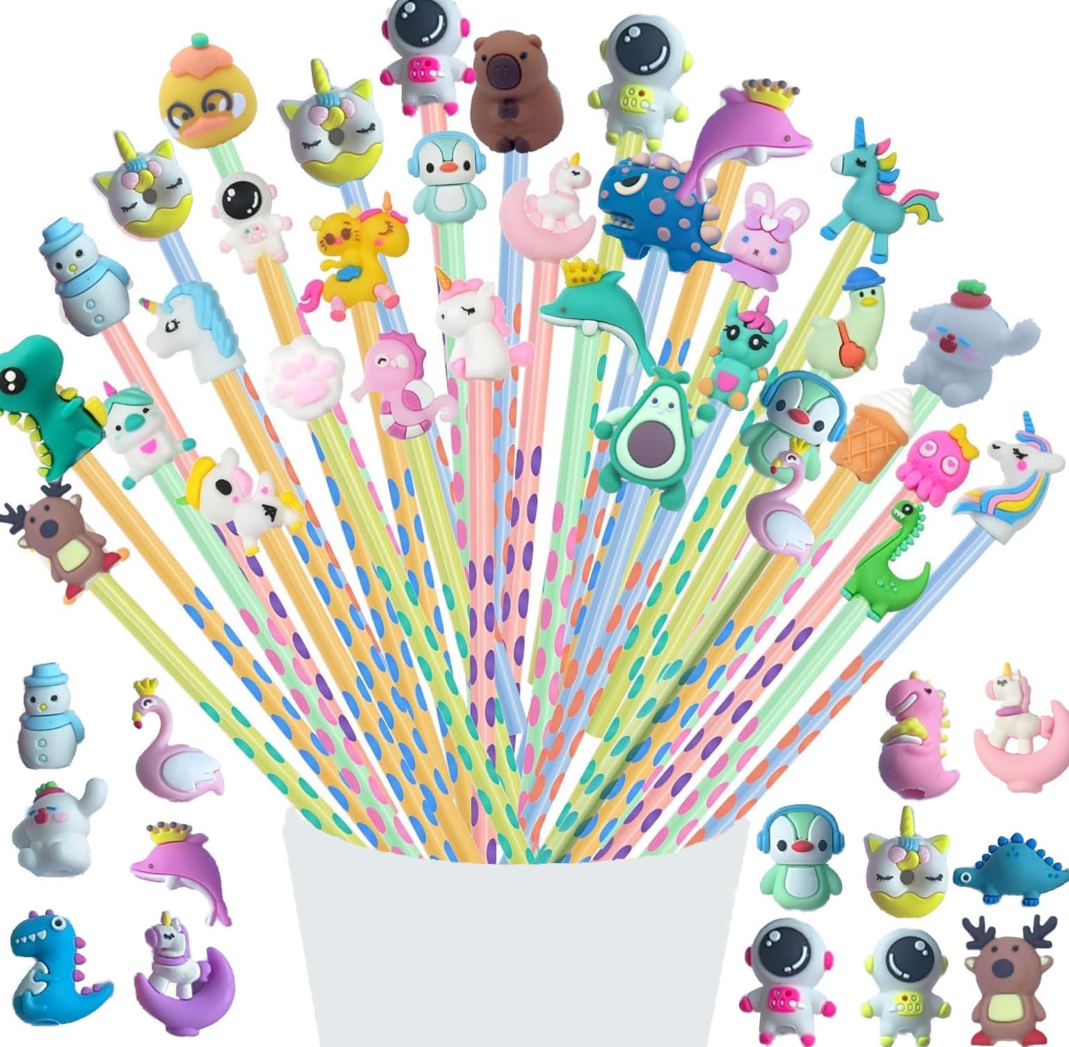 40pcs Gadget Compleanno Bambini, Matite per Bambini regalini fine festa compleanno,Matite colorate Bambini Regalo Festa,Matita Triangolare per Bambini with Animale Topper
