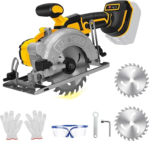 Sierra circular inalámbrica de 5 pulgadas para batería Dewalt de 20 V (sin batería), sierra de madera eléctrica con motor sin escobillas, bisel de