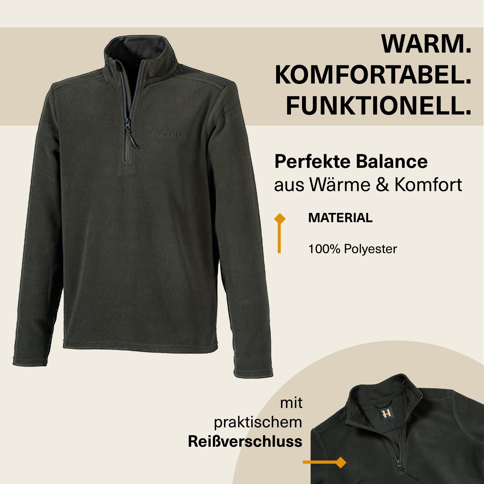 Härkila Herren Fleecepullover, Troyer, Ideal für alle Outdoor-Aktivitäten und zum Wandern, Shadow Brown