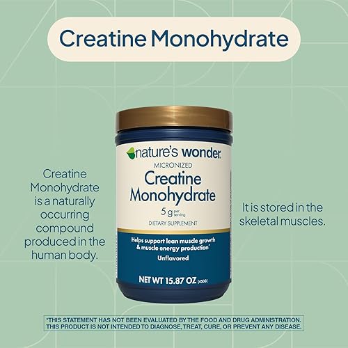 Miniatura 2 de Nature's Wonder Monohidrato de creatina micronizada en polvo 0.18 oz, salud muscular, producción de energía muscular, sin lactosa, 0.18 oz de