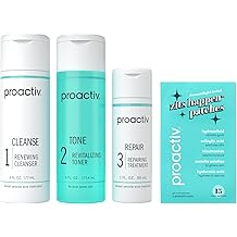 Proactiv 3 Step Acne Treatment w/ Pimple Patches - Benzoyl Peroxide Face Wash, Repairing Acne Spot Treatment for Face and Body, Exfoliating Toner - 90 Day Complete Acne Skin Care Kit + Pimple Patches
