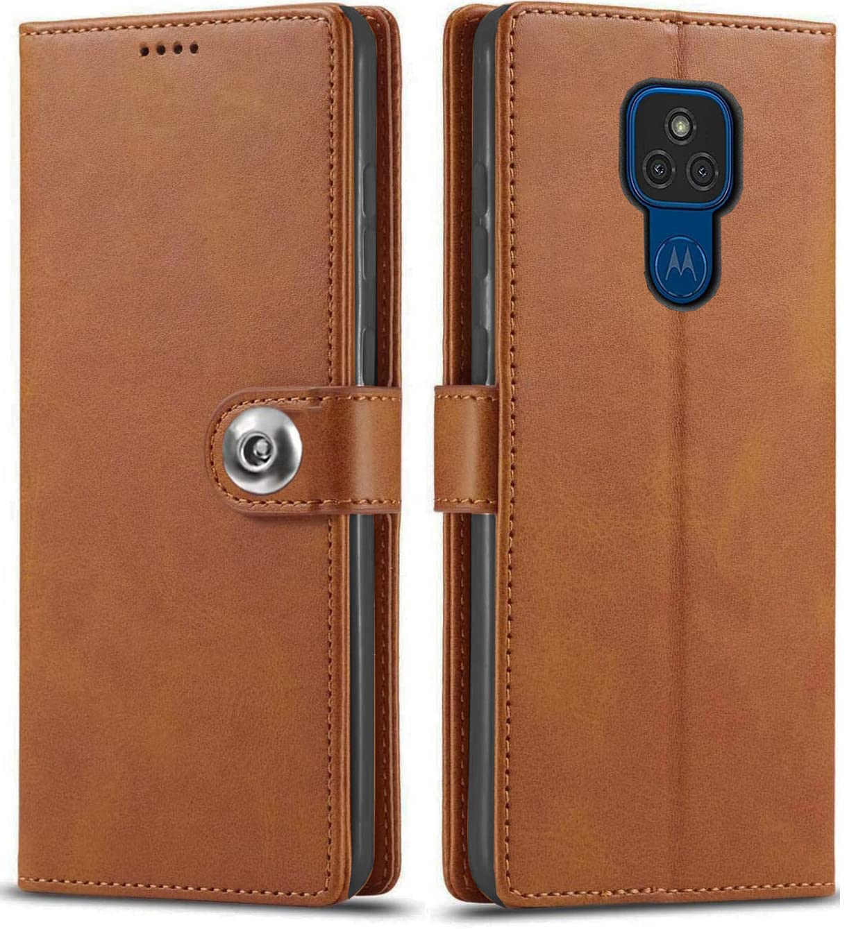 SHINESTAR Ultimate Leather Finish Flip Back Cover for Moto E7 Plus / Moto G9 | Inside TPU & Inbuilt Stand | Wallet Style Back Cover Case For Motorola Moto E7 Plus / Moto G9 | Stylish Button Magnetic Closure - Brown (B09P1RSWDT) Amazon Price History, Amazon Price Tracker