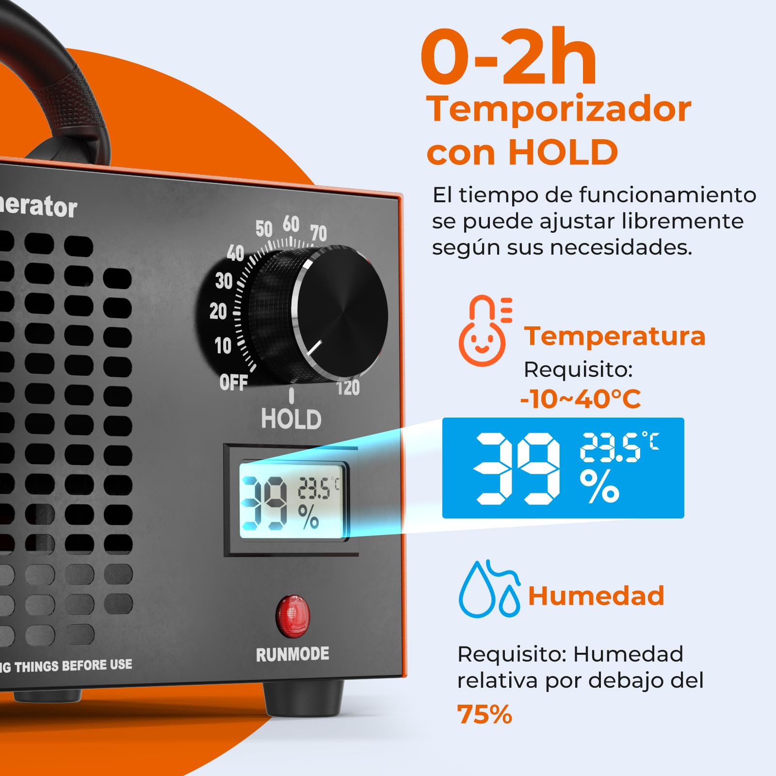 Generador de Ozono 120000mg/h - Ozono Purificador de Aire con Temporizador 2H,Maquina Ozono Portatil,Desinfección y Desodorización,para Hogar Coche Cocina Oficina Sótano,Área Hasta 500㎡