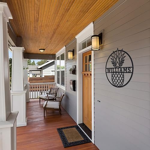 Miniatura 5 de RealSteel Arte de pared personalizado de metal de piña, letrero con monograma tropical personalizado para decoración del hogar, uso en interiores y