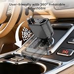 OHLPRO 5 in 1 Retractable Car Charger, 168W Cigarette Lighter Adapter, Fast Car Phone Charger Built-in Replaceable Fuse, Socket Splitter with Dual USB C Ports, Fit for Phone, iPad, Galaxy, GPS