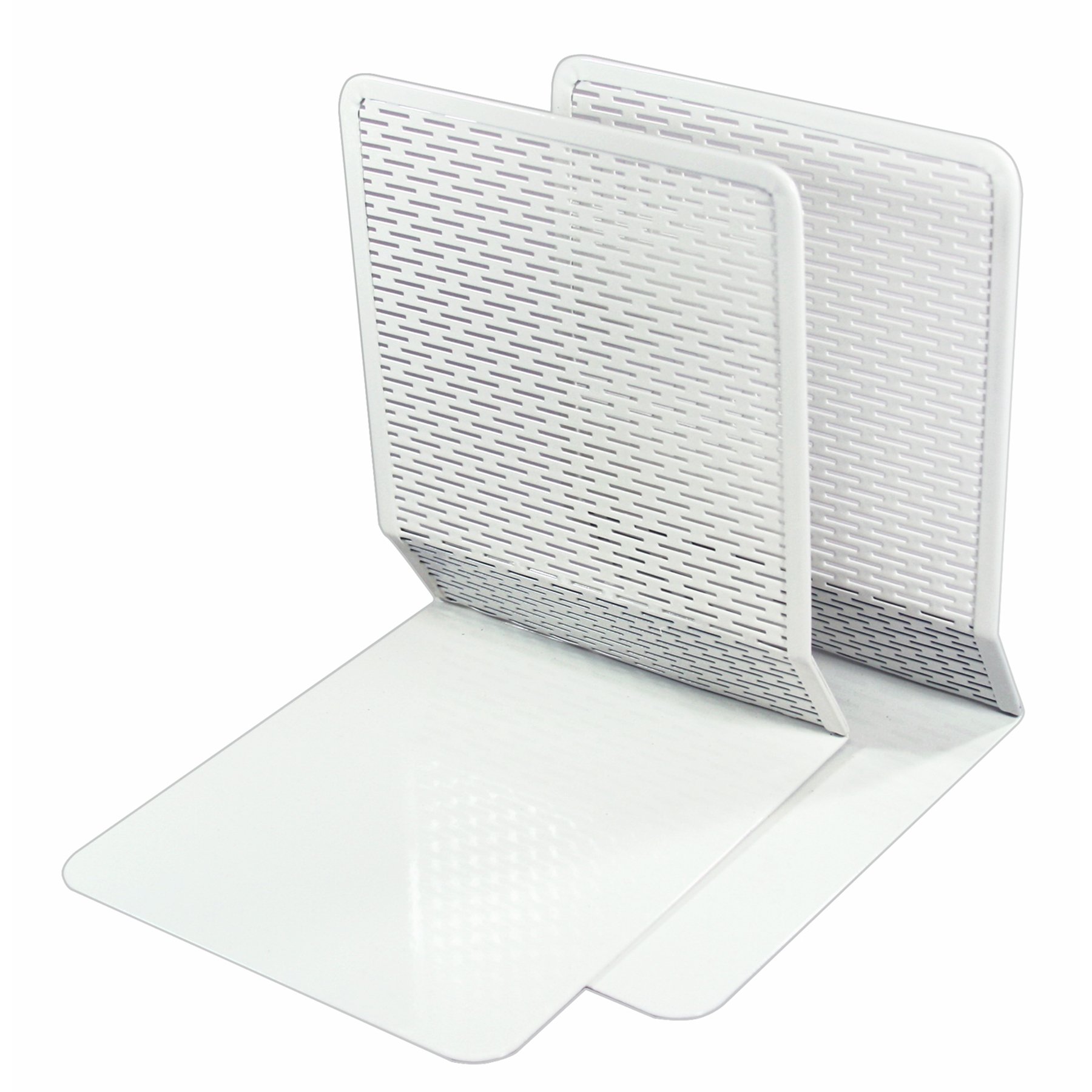 ArtisticUrban Collection Punched Metal Bookends, White (ART20008WH)