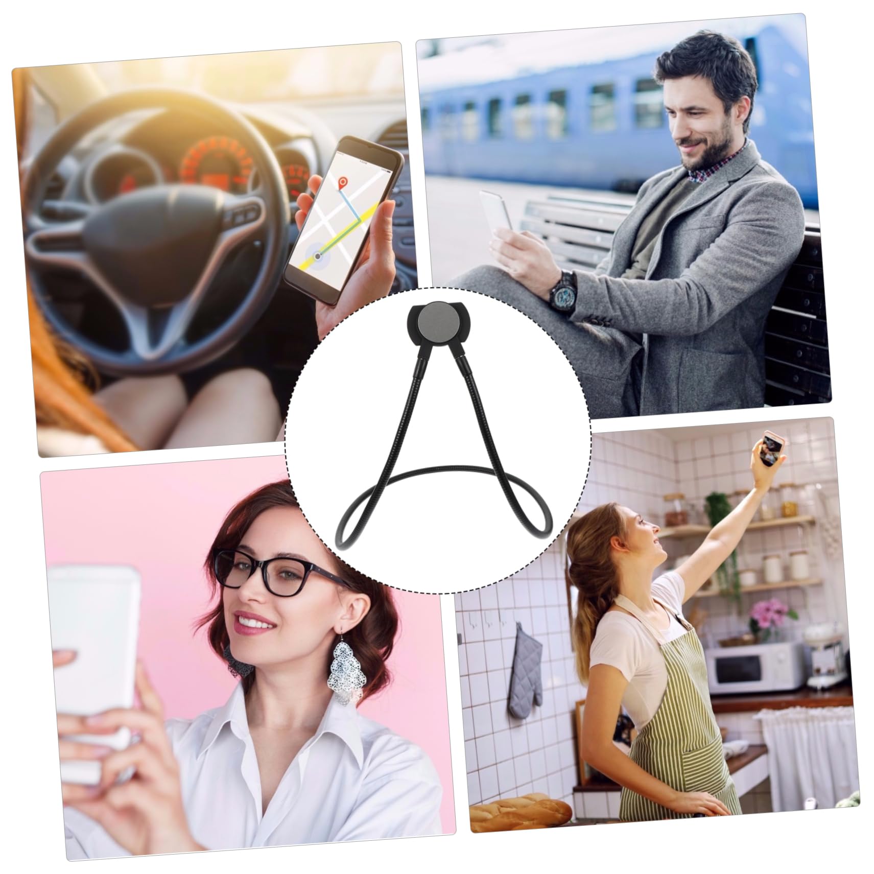 Artibetter Supporto Telefono da Collo Magnetico Rotante Gradi in Metallo Antiscivolo Supporto Cellulare per Auto Tavolo Porta Telefono Pigro