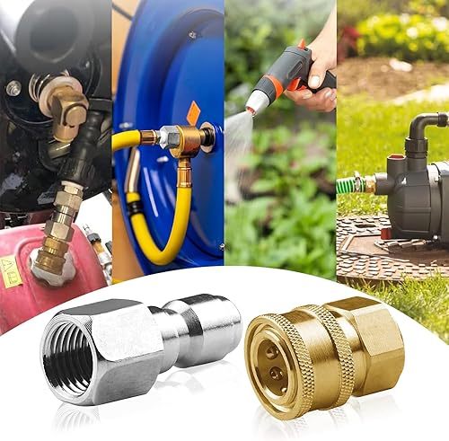 Miniatura 8 de Juego de 8 adaptadores NPT de 1/4 de pulgada para lavadora a presión macho y hembra de acero inoxidable (banda de rodadura interna), 5000 PSI