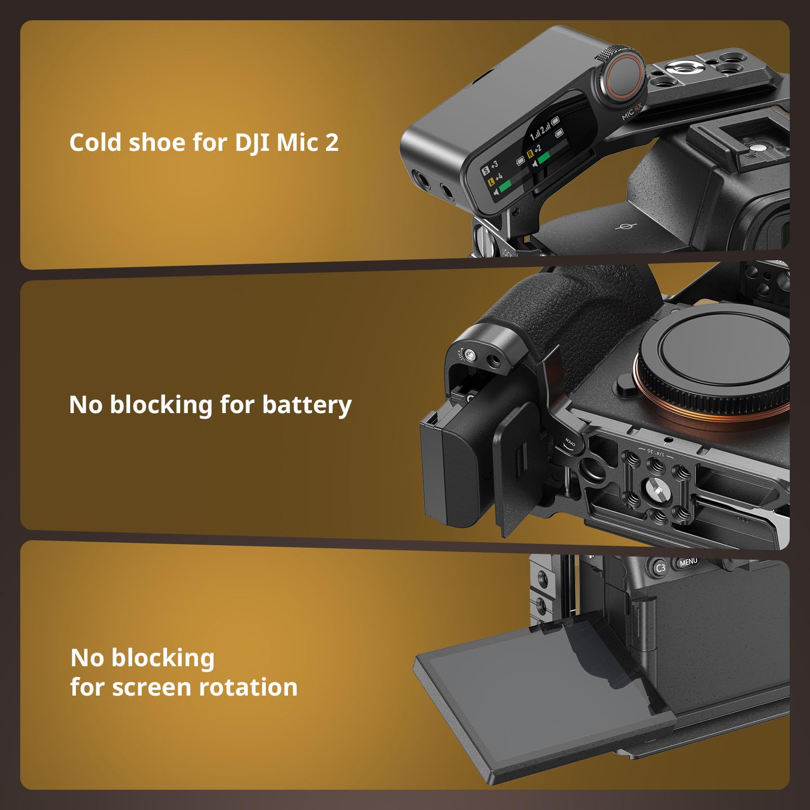 SMALLRIG A7 V / A7R V / A7 IV Kit de Base de Cage pour Sony Alpha 7 V/Alpha 7R V/Alpha 7 IV, avec Plaque de Dégagement Rapide pour Arca, Poignée Supérieure et Serre-Câble pour HDMI Inclus - 6025