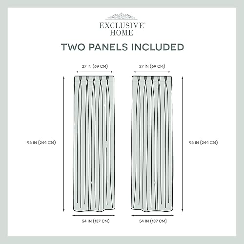 Miniatura 6 de Exclusive Home Curtains - Par de paños de cortina rústica a rayas de seda sintética con ojales