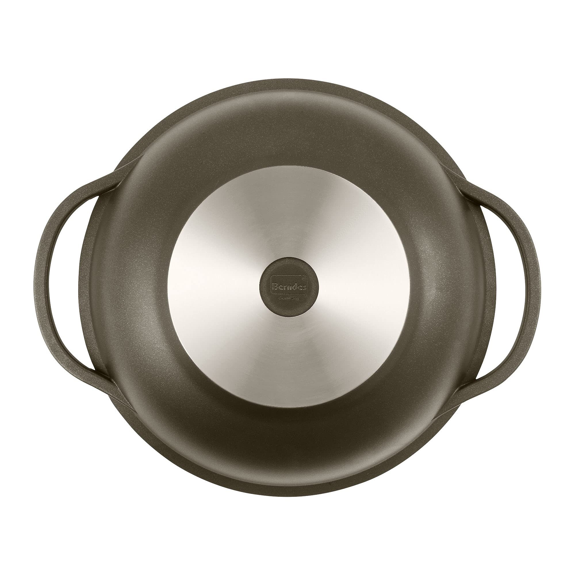 Berndes Classics Wok Bonanza 32 cm, Wokpfanne mit Glasdeckel und Stäbchen, 3-lagiger Antihaftversiegelung und Holzgriff, robuster Aluguss, antihaft beschichtet, grau