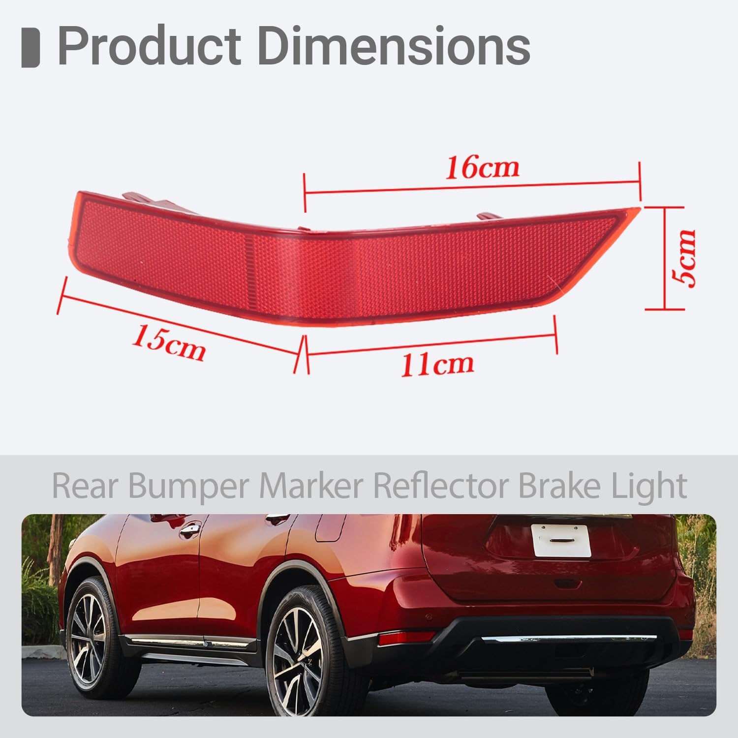 Rear Bumper Marker Reflector Brake Light For Nissan Rogue 2017-2020 Without Bulb 7426897731811 Left&Right