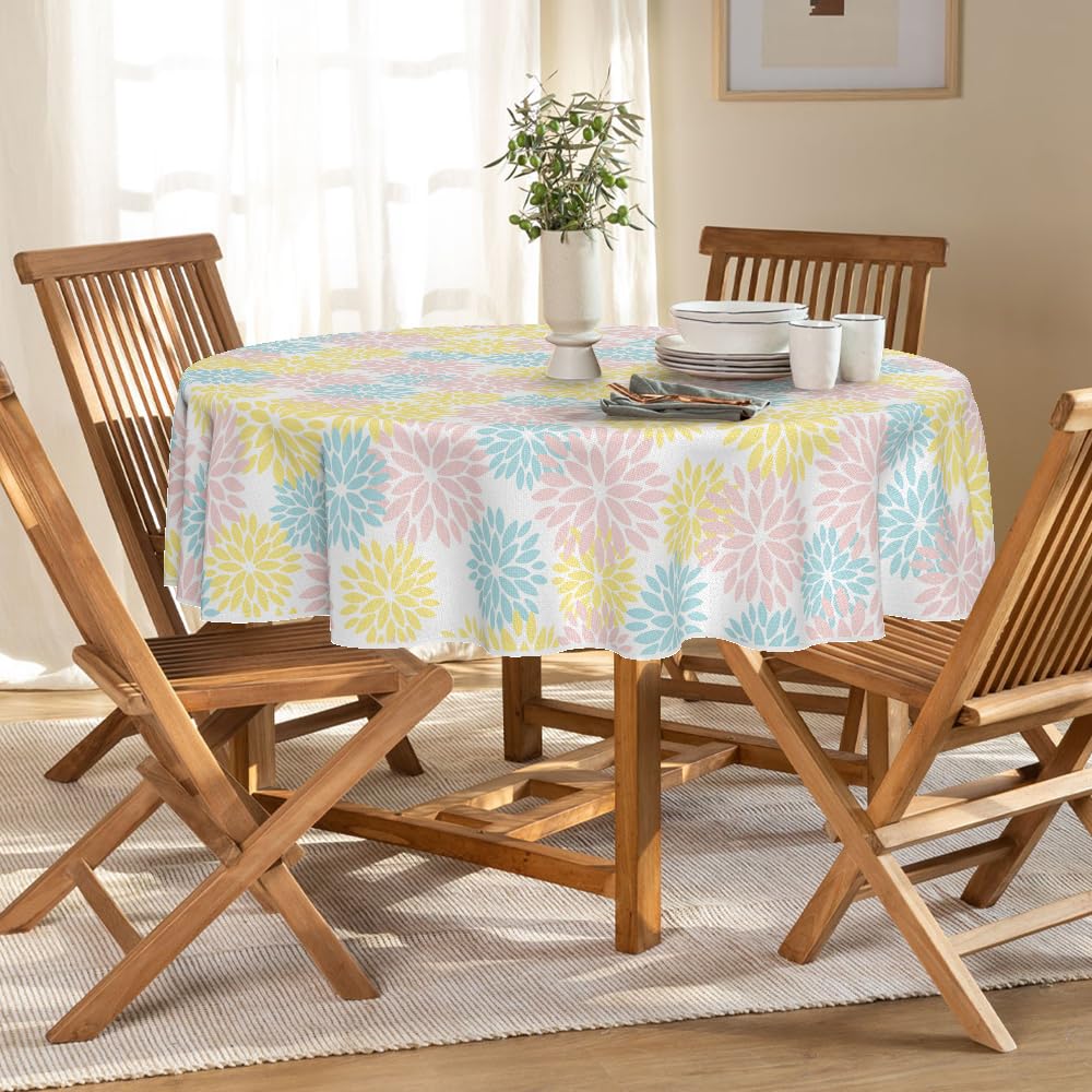 Artoid Mode Nappe D'automne, Motif Floral, Vert, Dahlias, 140 X 220 Cm, Protection Saisonnière Contre Les Taches, Linge De Cuisine, Décoration De Vacances, Décoration De Fête