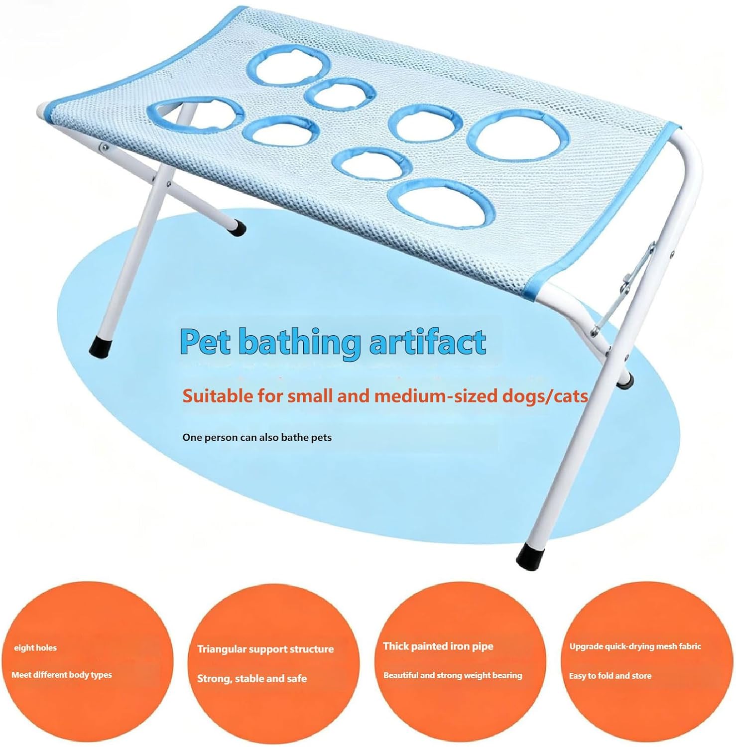 Foldable Pet Grooming Rack with Stable for Cats, Gray | Sturdy Iron Construction, Anti Scratch Structure, Stable, Safe for Dog Washing Drying and Trimming