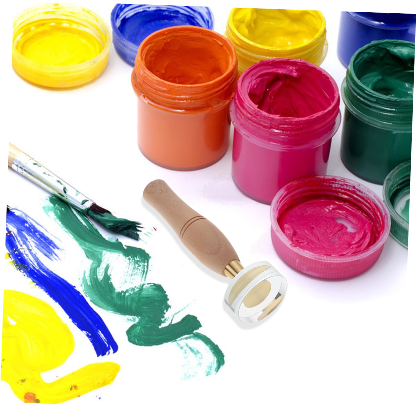 jojofuny Ergonomic Design Glass Grinding Pestle for Pigment Oil Painting Pottery Long Wooden Handle