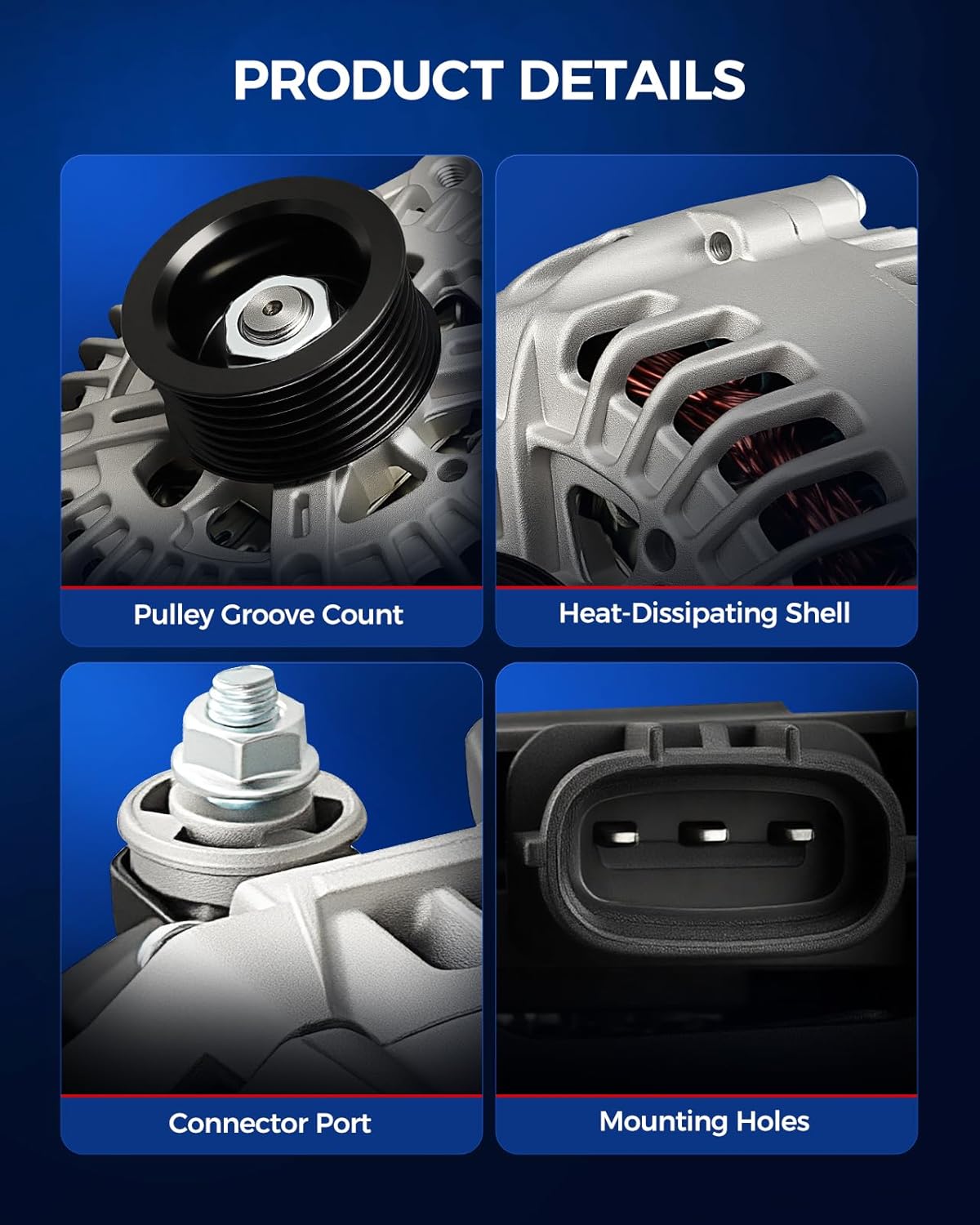 KAX Alternator Fit for Nissan,INFINITI,for Suzuki, Frontier 2008-2019 4.0L, TITAN 08-15, Xterra 07-15, Armada 07-15, Pathfinder 10-12, NV2500 12-17 for 11256N 12V 130Amp CW S7 7-Groove Pulley