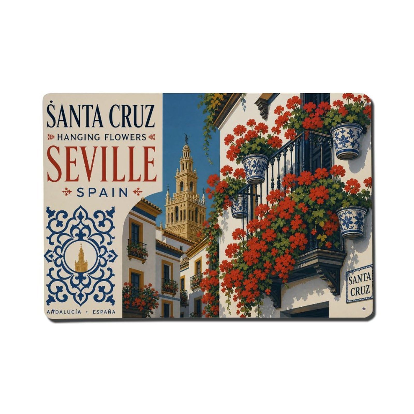 Metal Tin Sign Vintage Travel Santa Cruz Spain