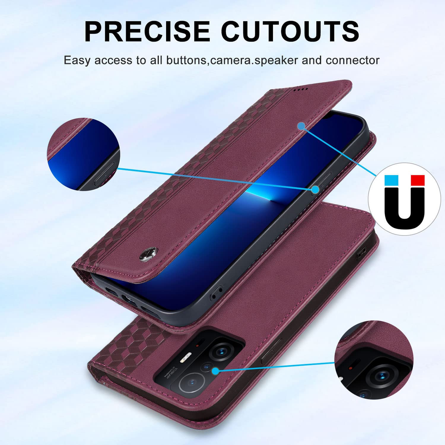 RanTuo Cover Flip In Pelle PU Per Xiaomi Redmi Note 11T 5G – Con Slot Per Schede E Staffa Incorporata, Bianco Polvere