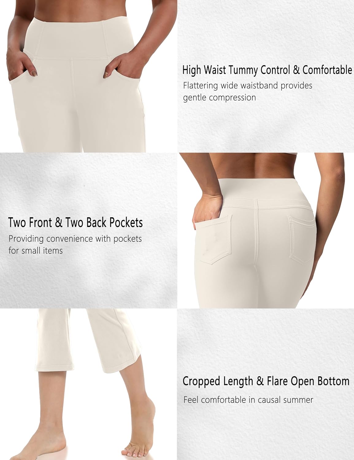 Women's Yoga Capri Pants High Waist Capri Leggings with Pockets Tummy Control Crop Pants Straight Leg 21" - Image 4