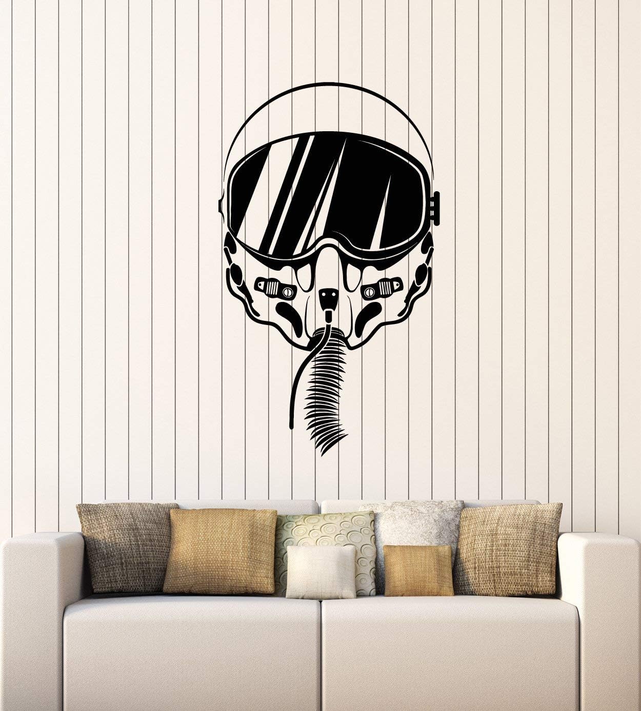 WallStickers4ever Vinyl Wall Decal Face Mask Helmet Pilot Aviator Fighter Aircraft Stickers Mural Large Decor (g4059) Black