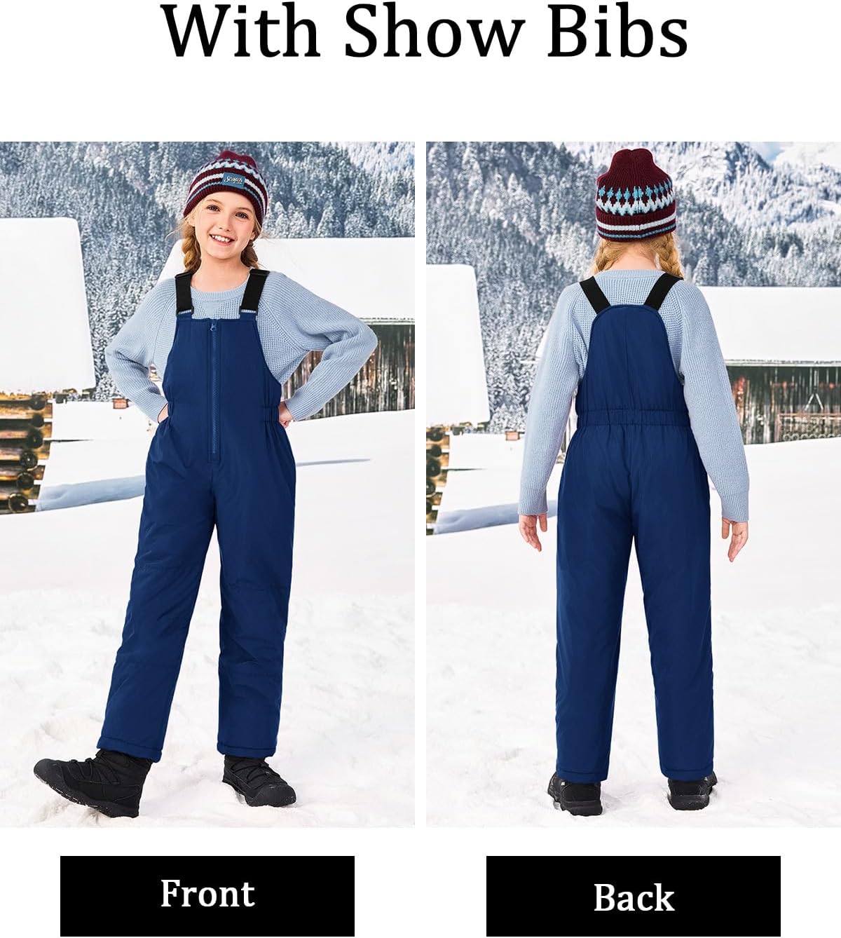 Haloumoning Girls 2 Piece Snowsuit Kids Waterproof Hooded Jacket and Snow Bibs Winter Ski Suit 5-14Y