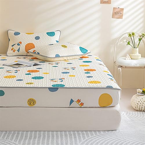 LEGOM Absorbent Extra Deep Bedding Pad Topper,Cool Quilted Hotel Bedding Set,Soft Comfortable King Queen Mattress Cover Protector Bed,for Boys Girls