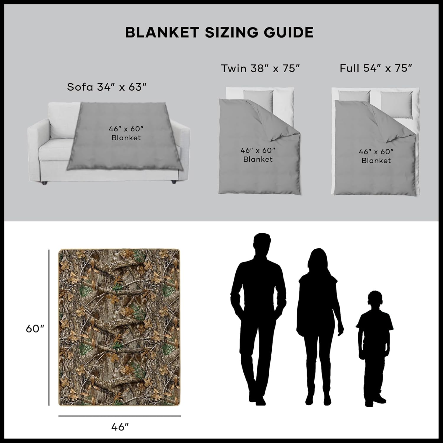 Northwest Realtree Silk Touch Throw Blanket, 46" x 60", Realtree Edge - Image 6