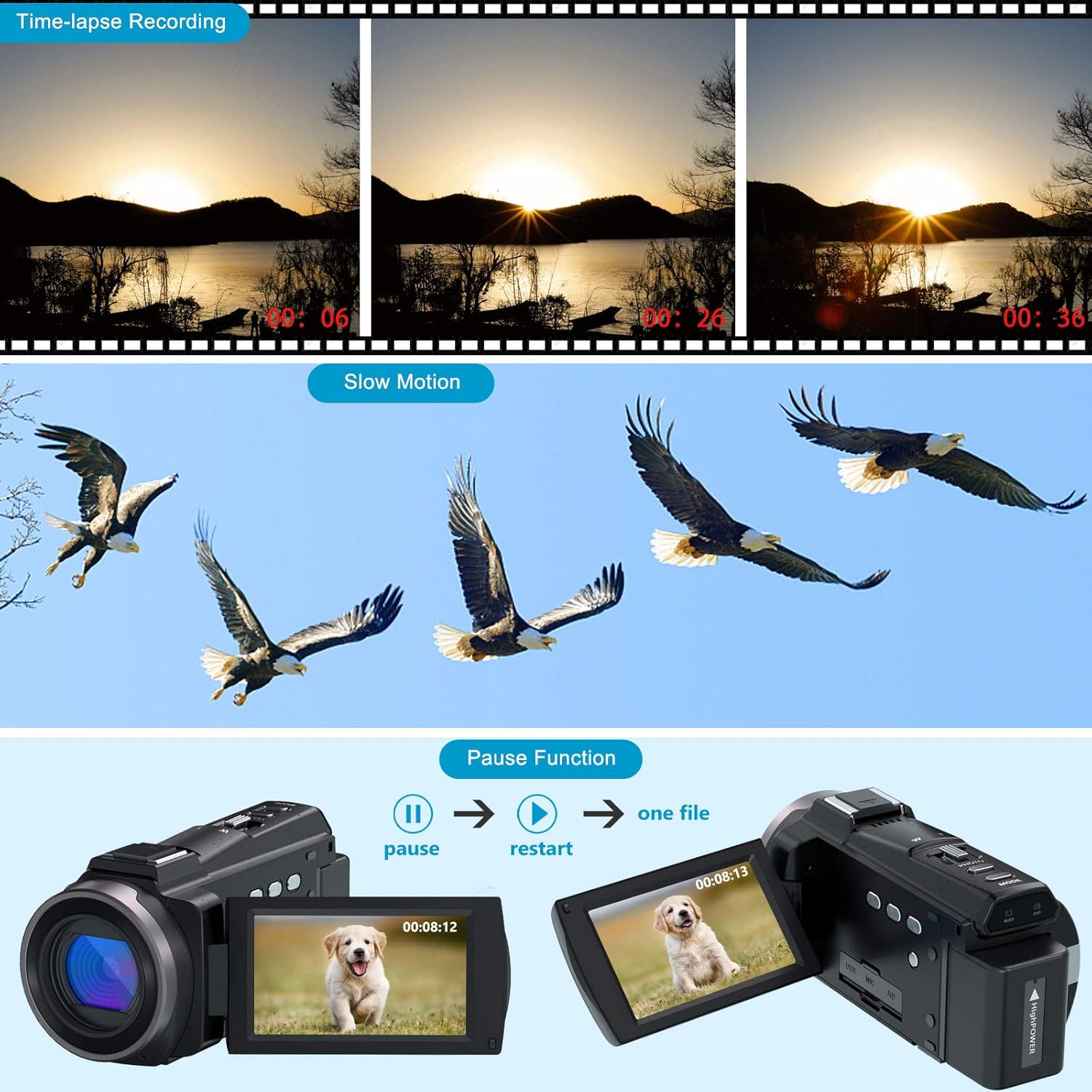 Best Deal Product 4K Video Camera Camcorder Ultra HD 4K 60FPS 48MP YouTube Camera Digital Vlogging Camera with WiFi, IPS Touch Screen, Microphone, Stabilizer, 2.4 G Remote Control, Lens Hood, 2 Batteries